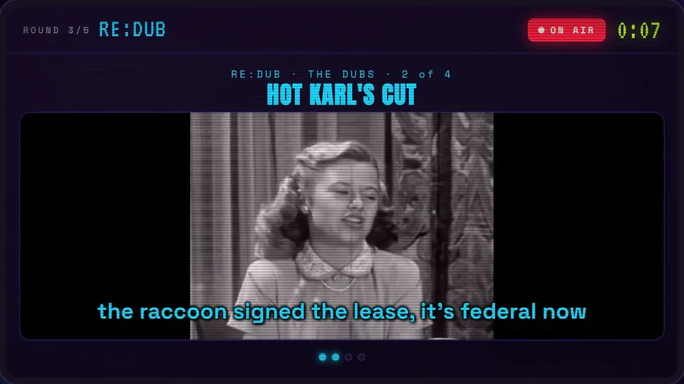 Make Enemies Re:Dub round showing a captioned video clip